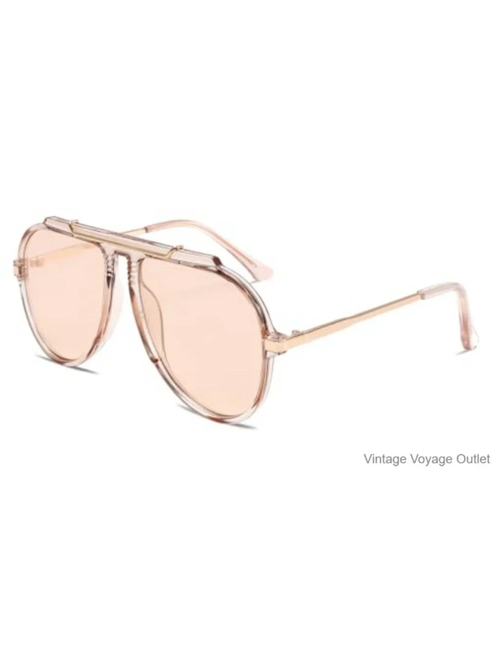 Oversized Aviator Sunglasses 70s Retro Gold TopBar Tangle Free UV400